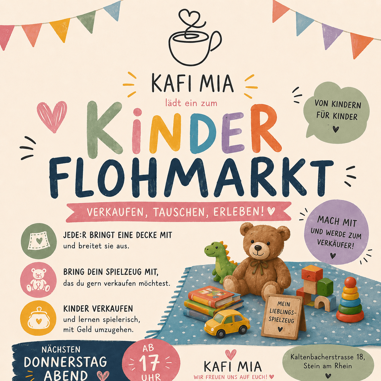 🌈🧸 Kinderflohmarkt im Kafi Mia 🧸 🌈