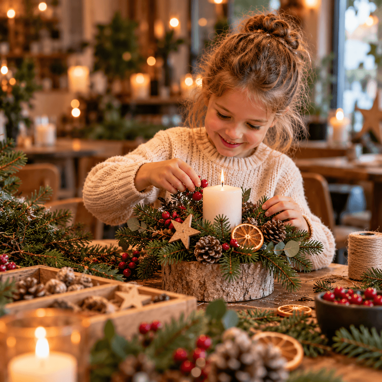 Adventsgesteck basteln mit Kindern 
